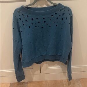 Nancy Rose Performance Blue Crop Sweatshirt with Cutouts